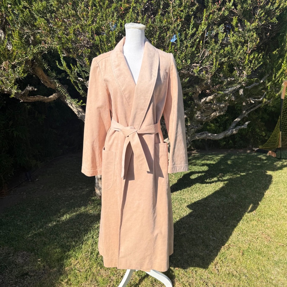 Ernst Strauss & Schnell Sports Vintage Pink Faux Suede‎ Wrap Trench Coat Size 8